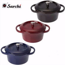 Round Enameled Cast Iron Dutch Oven with arc handle